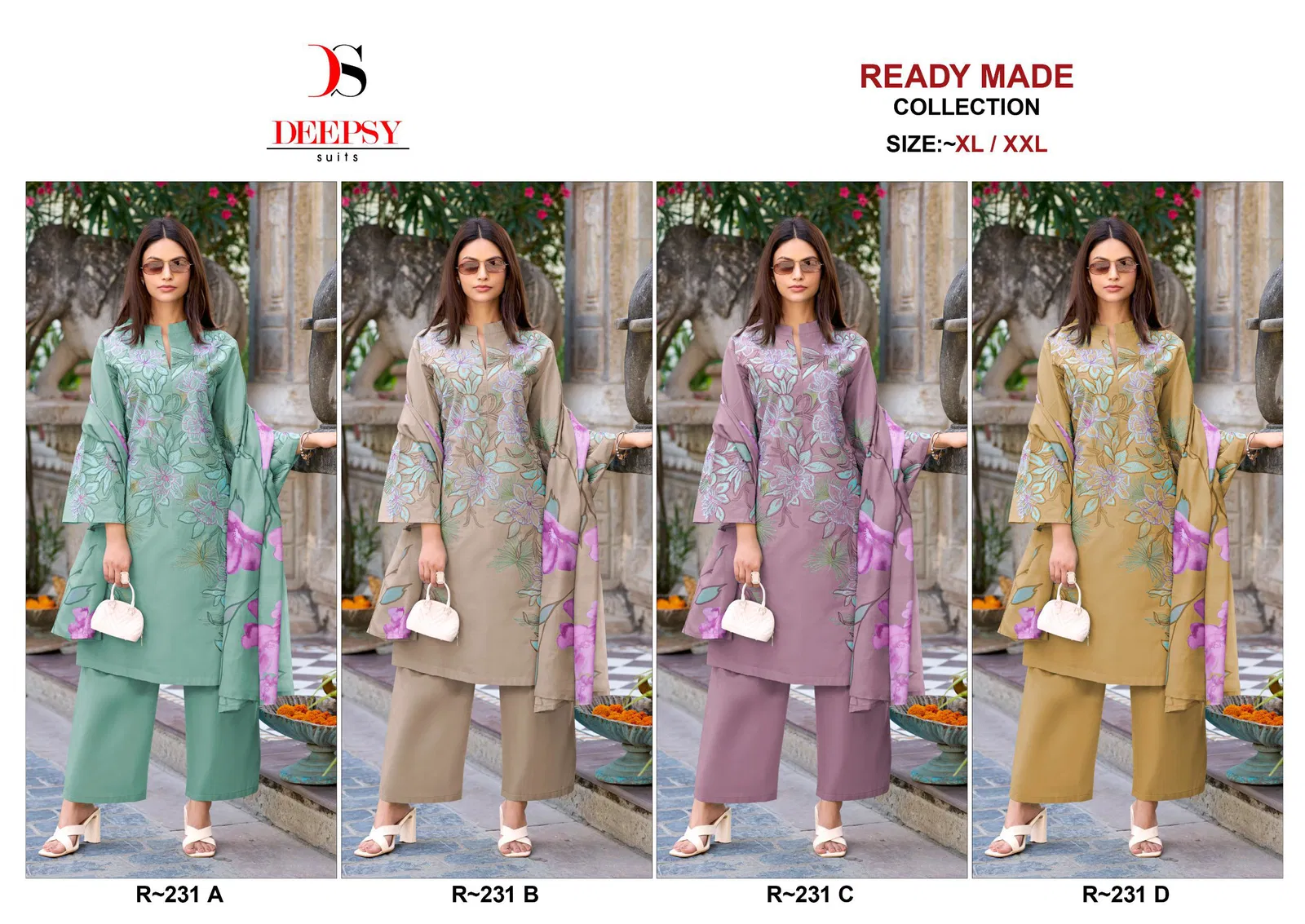R 231 A To D By Deepsy Cotton Embroidery Surat Pakistani Suits Wholesale Market 